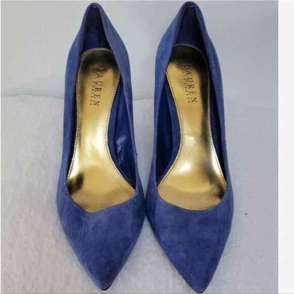 Ralph Lauren Blue Suede 4 In Classic Heels - Picture 5 of 7
